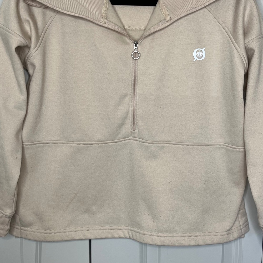 Born‎ Outdoor Quarter Zip Pullover Small Beige Athleisure Minimalist - Picture 4 of 9